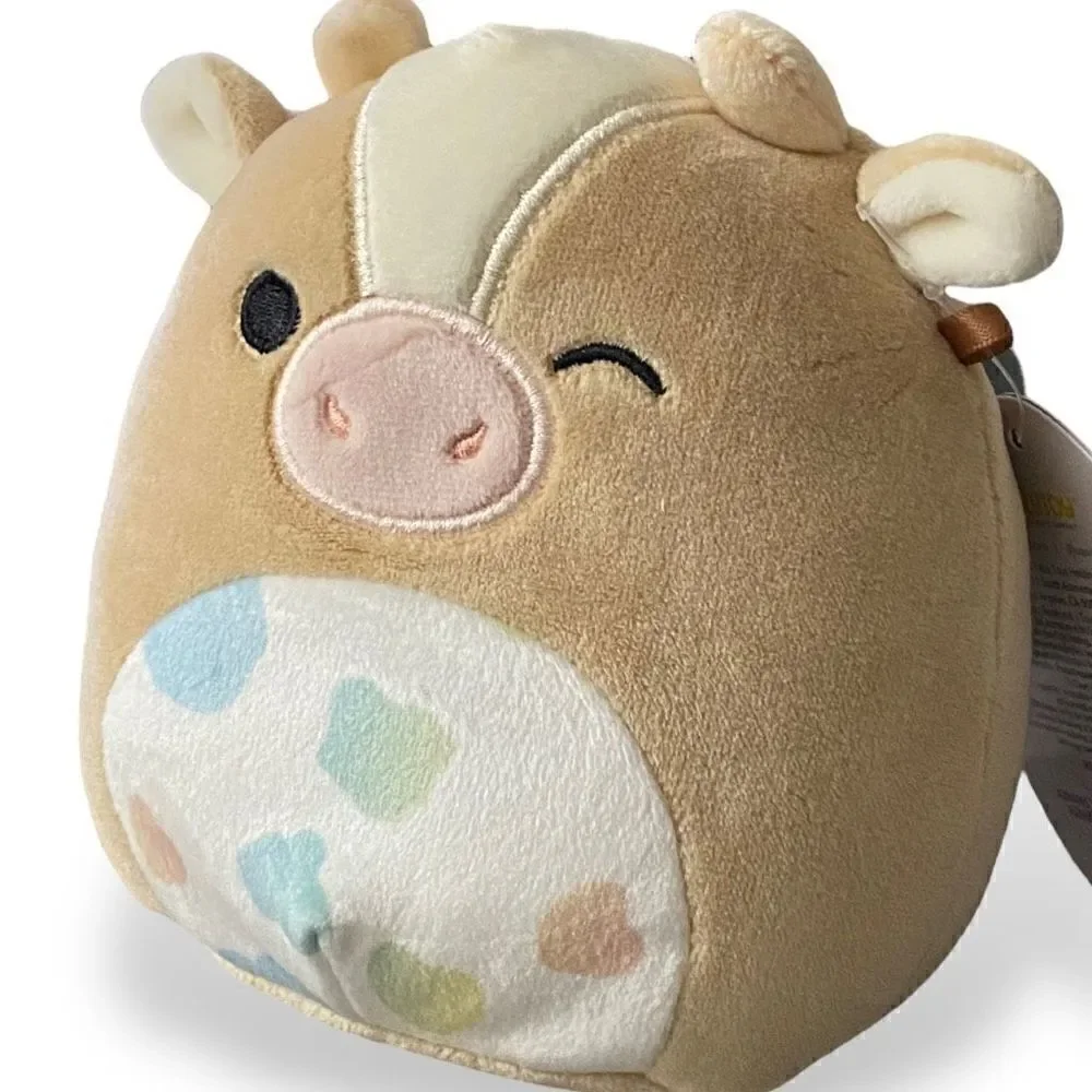 Squishmallow KellyToy 5” Griella The Brown Cow Pastel Belly Easter 2023 New (4)
